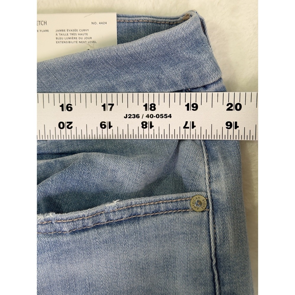 New American Eagle Jeans Womens 20 Long Blue Curvy Super High Rise Flare Stretch - Picture 3 of 12